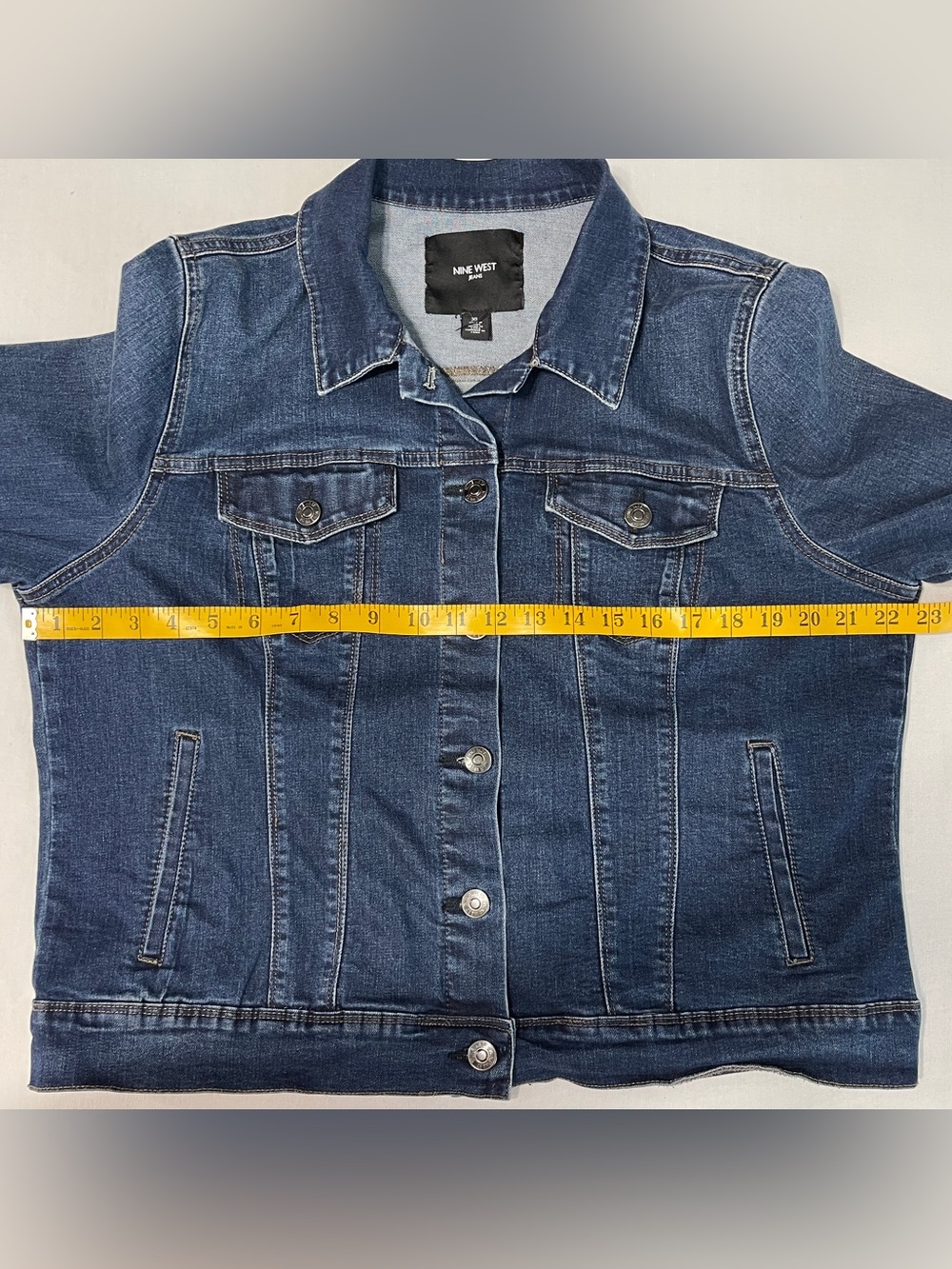 Nine West Stretch Dark Blue Denim Jean Jacket - Picture 7 of 7